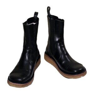 Swedish Hasbeens Chelsea Ankle Boots Womens 41 (US 9.5) Black Leather Italy FLAW